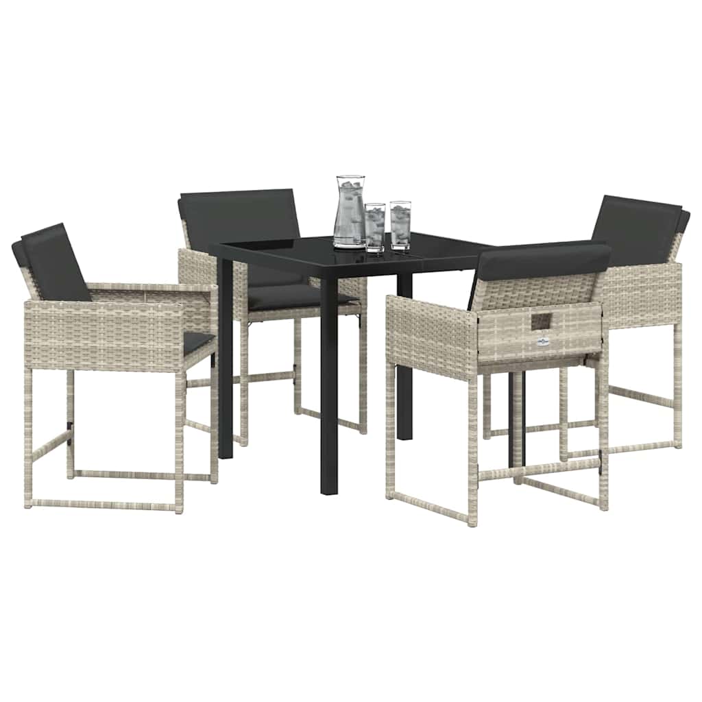 Set da Pranzo per Giardino 5 pcs Grigio chiaro Poly Rattan - homemem39