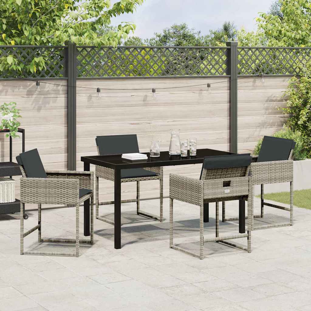 Set da Pranzo per Giardino 5 pcs Grigio chiaro Poly Rattan - homemem39