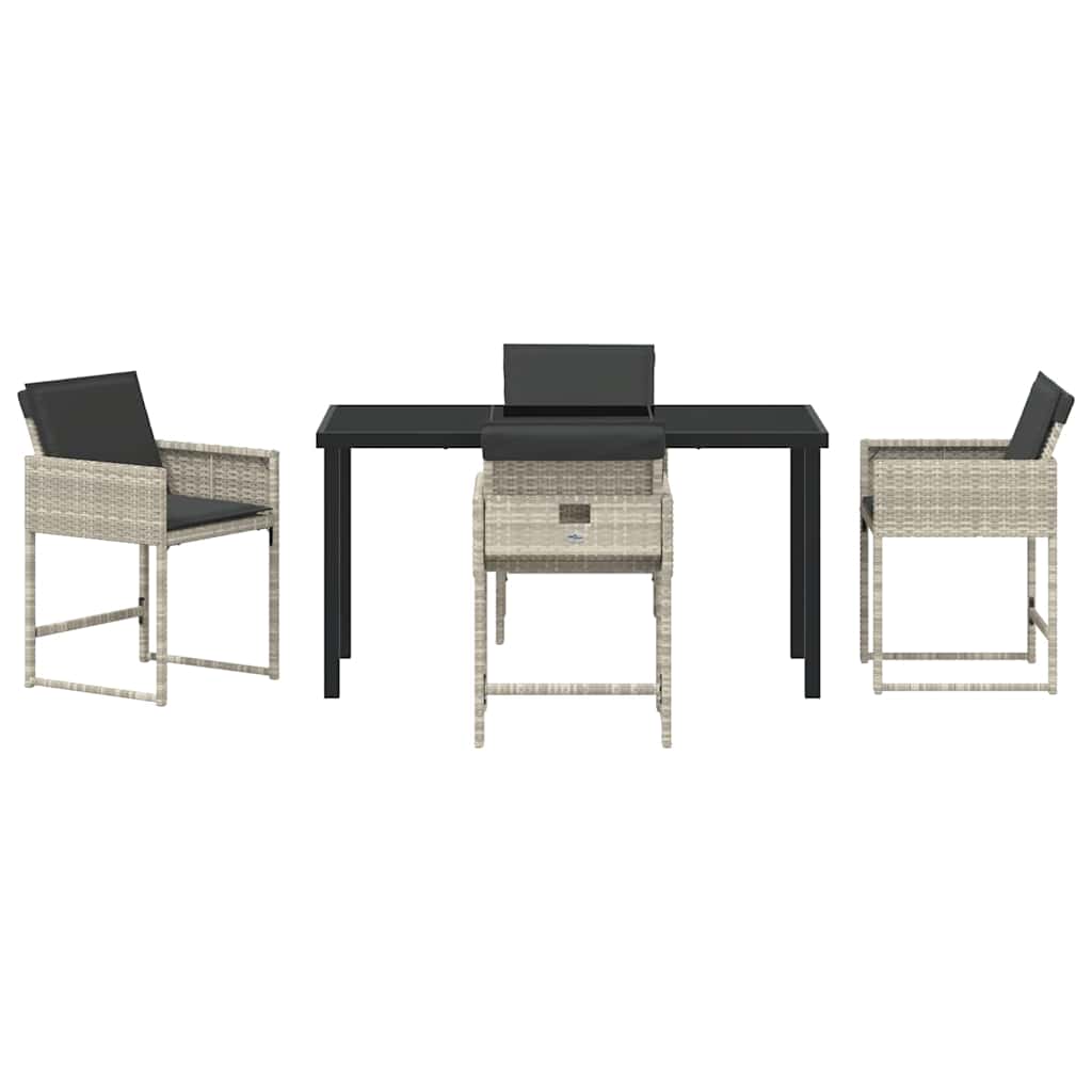 Set da Pranzo per Giardino 5 pcs Grigio chiaro Poly Rattan - homemem39