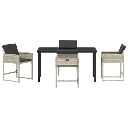 Set da Pranzo per Giardino 5 pcs Grigio chiaro Poly Rattan - homemem39