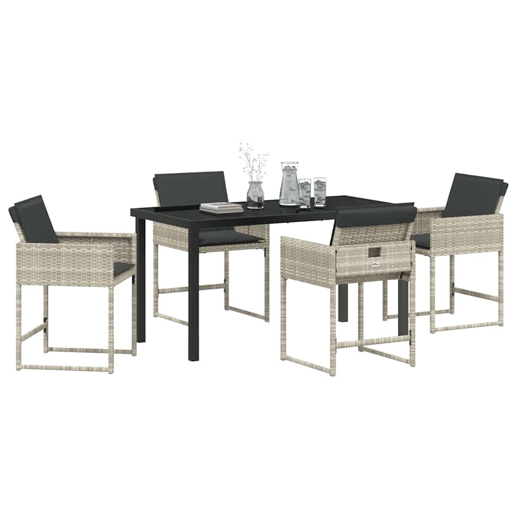 Set da Pranzo per Giardino 5 pcs Grigio chiaro Poly Rattan - homemem39