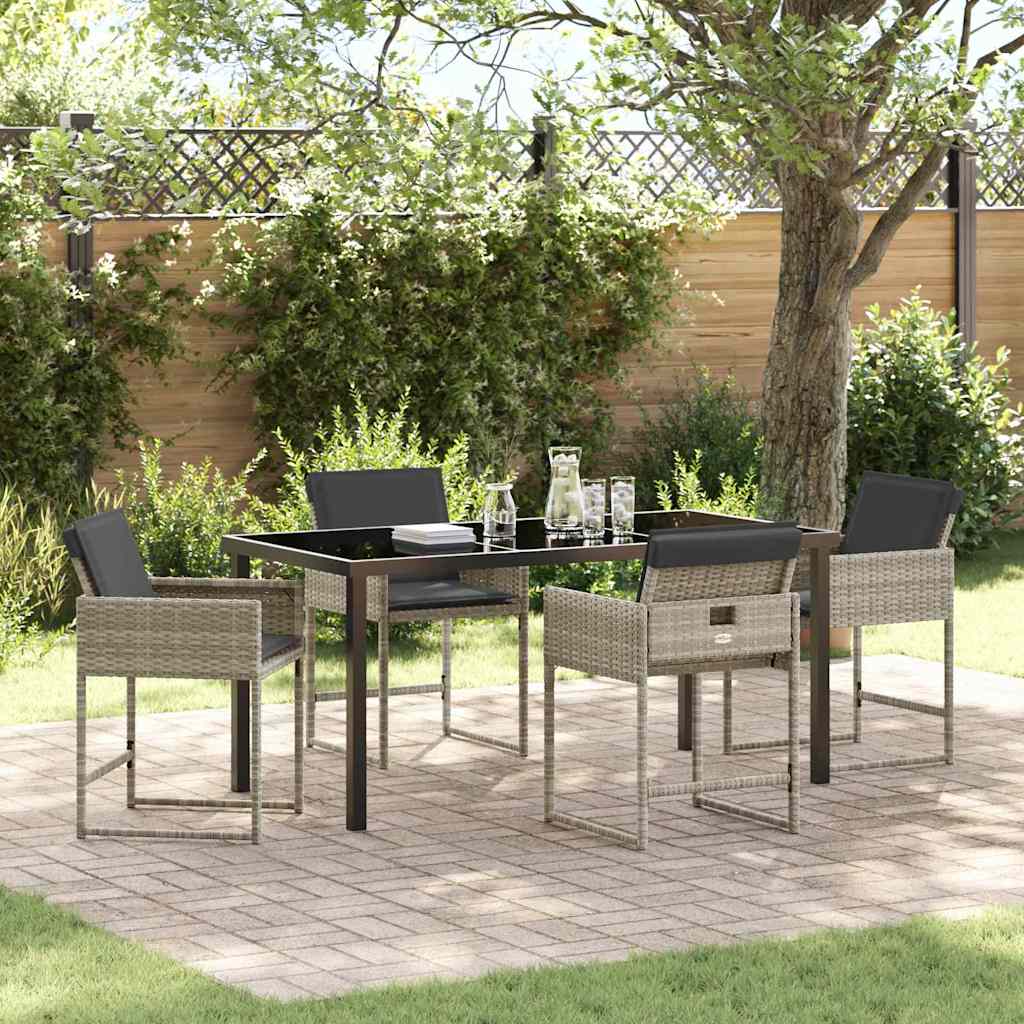 Set da Pranzo per Giardino 5 pcs Grigio chiaro Poly Rattan - homemem39