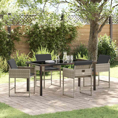 Set da Pranzo per Giardino 5 pcs Grigio chiaro Poly Rattan - homemem39