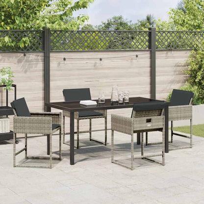 Set da Pranzo per Giardino 5 pcs Grigio chiaro Poly Rattan - homemem39