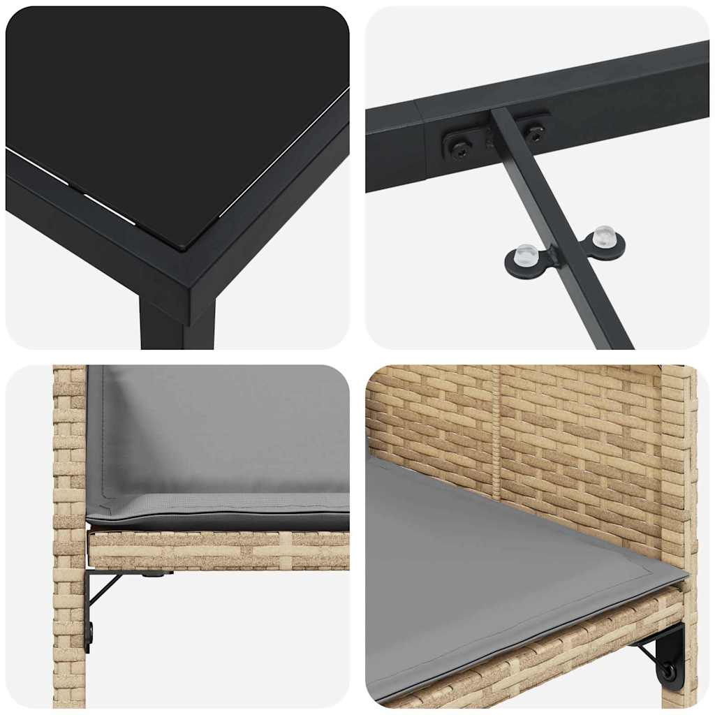 Set da Pranzo per Giardino con cuscino 5 pcs Beige Poly Rattan - homemem39