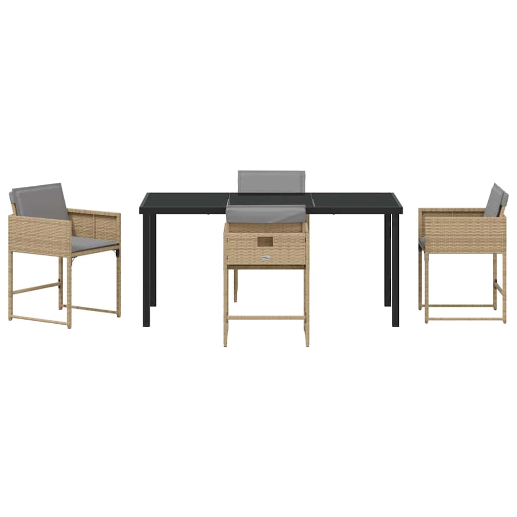 Set da Pranzo per Giardino con cuscino 5 pcs Beige Poly Rattan - homemem39