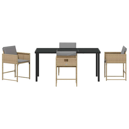 Set da Pranzo per Giardino con cuscino 5 pcs Beige Poly Rattan - homemem39