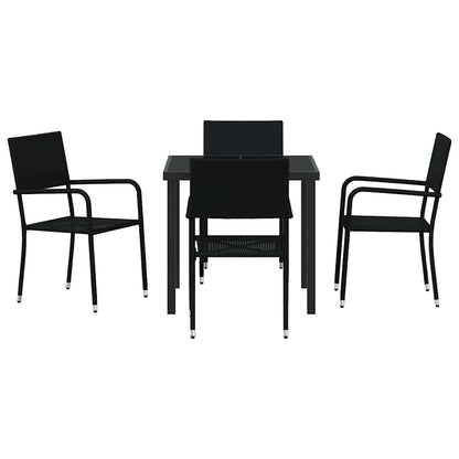 Set da Pranzo per Giardino con cuscino 5 pcs Nero polyrattan | homemem39