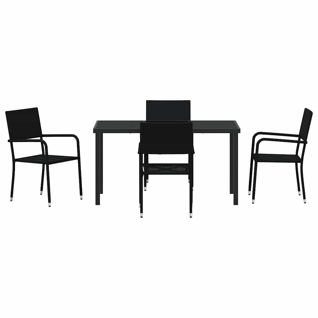 Set da Pranzo per Giardino con cuscino 5 pcs Nero polyrattan | homemem39