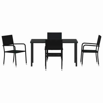 Set da Pranzo per Giardino con cuscino 5 pcs Nero polyrattan | homemem39