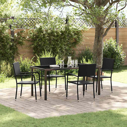 Set da Pranzo per Giardino con cuscino 5 pcs Nero polyrattan