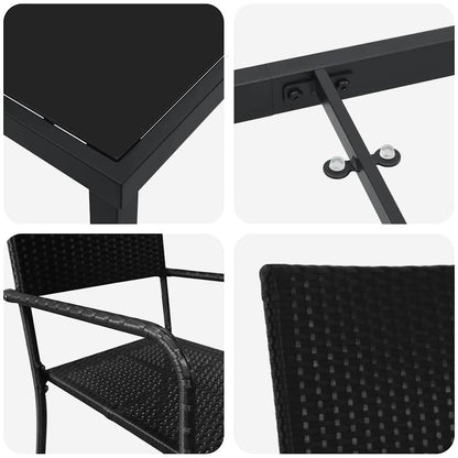Set da Pranzo per Giardino con cuscino 7 pcs Nero polyrattan | homemem39