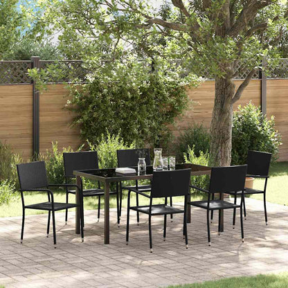 Set da Pranzo per Giardino con cuscino 7 pcs Nero polyrattan | homemem39