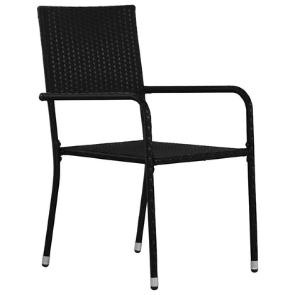 Set da Pranzo per Giardino con cuscino 7 pcs Nero polyrattan | homemem39