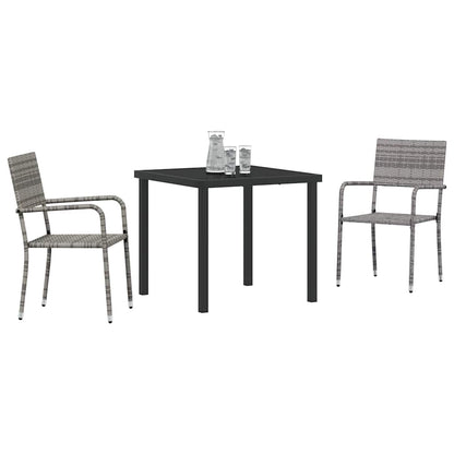 Set da Pranzo per Giardino 3 pcs Grigio Poly Rattan - homemem39