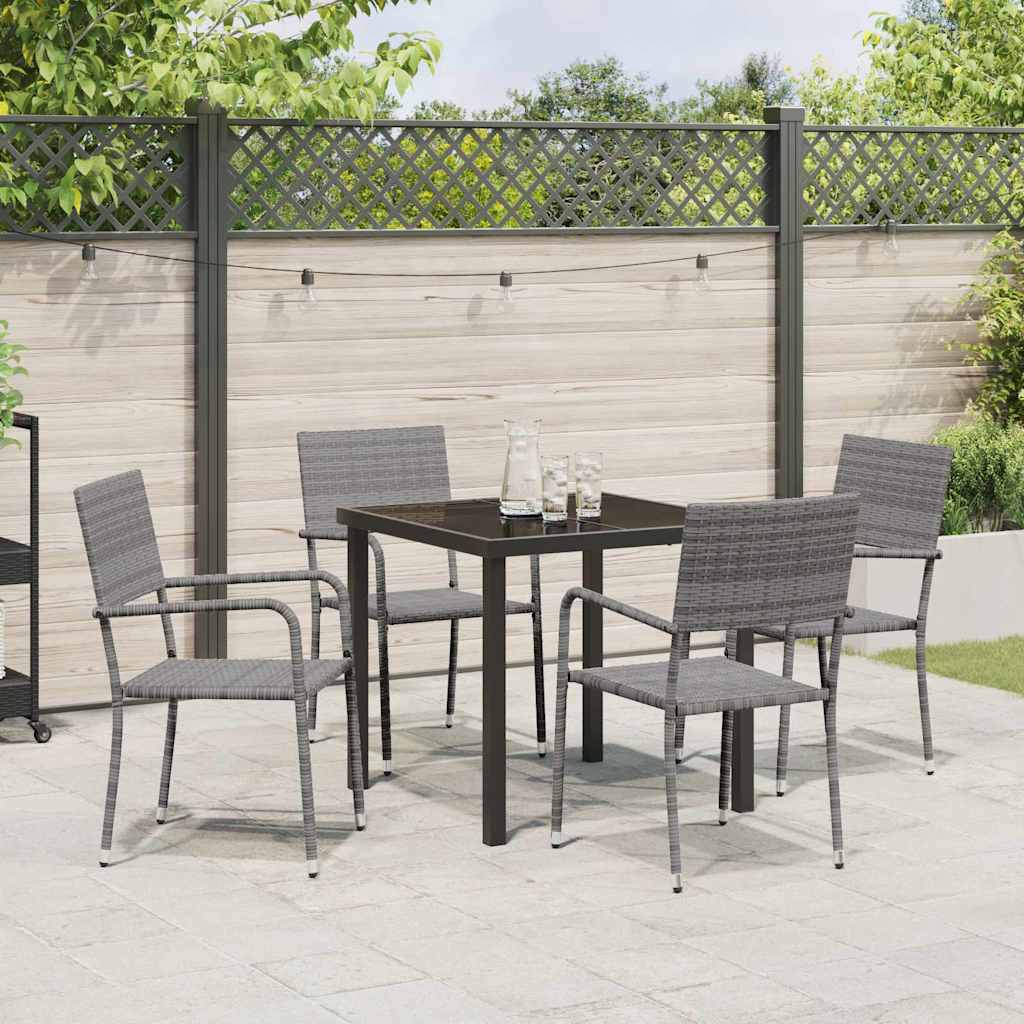 Set da Pranzo per Giardino 5 pcs Grigio Poly Rattan - homemem39