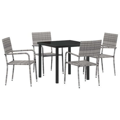 Set da Pranzo per Giardino 5 pcs Grigio Poly Rattan - homemem39