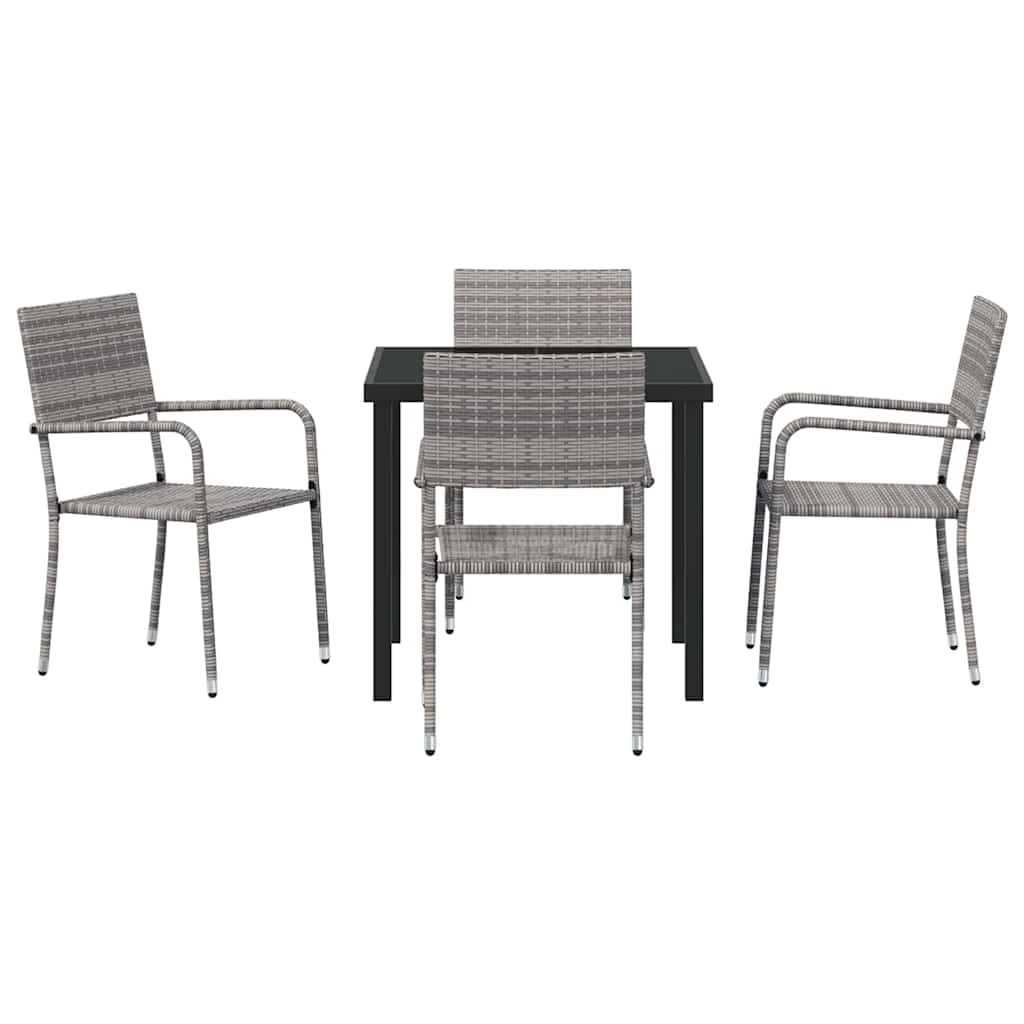 Set da Pranzo per Giardino 5 pcs Grigio Poly Rattan - homemem39