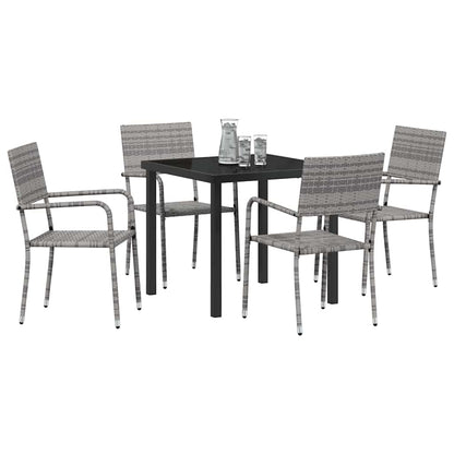 Set da Pranzo per Giardino 5 pcs Grigio Poly Rattan - homemem39