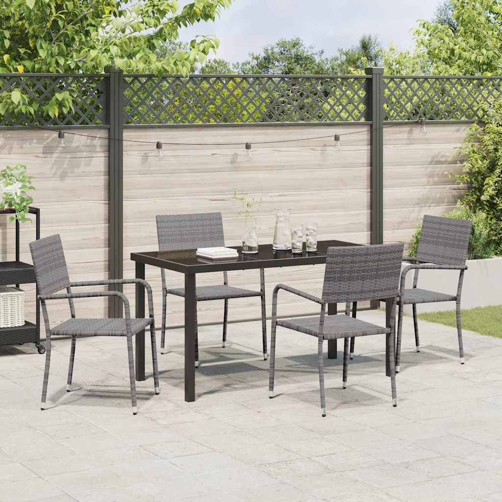 Set da Pranzo per Giardino 5 pcs Grigio Poly Rattan - homemem39