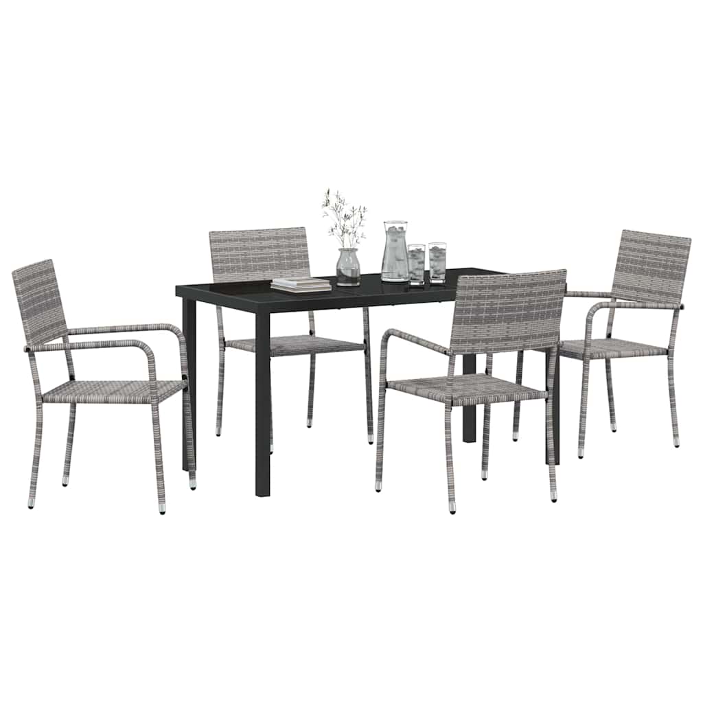 Set da Pranzo per Giardino 5 pcs Grigio Poly Rattan - homemem39