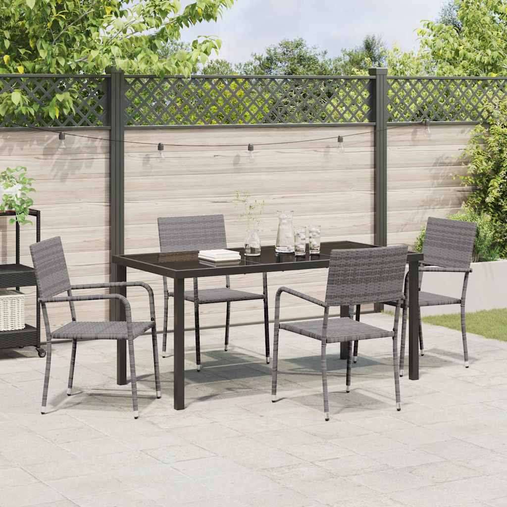 Set da Pranzo per Giardino 5 pcs Grigio Poly Rattan - homemem39