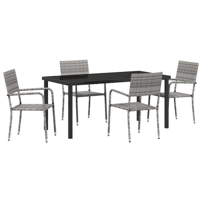 Set da Pranzo per Giardino 5 pcs Grigio Poly Rattan - homemem39