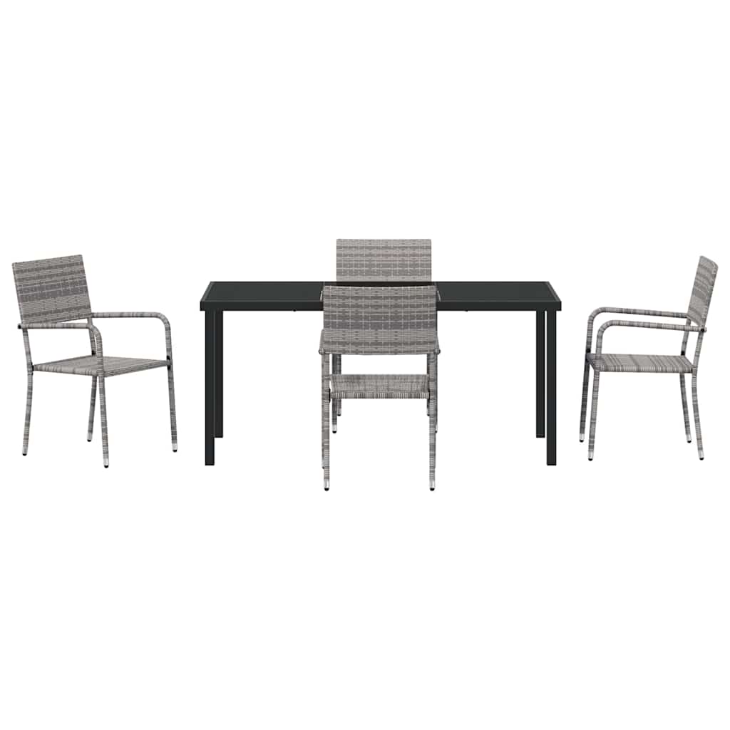 Set da Pranzo per Giardino 5 pcs Grigio Poly Rattan - homemem39