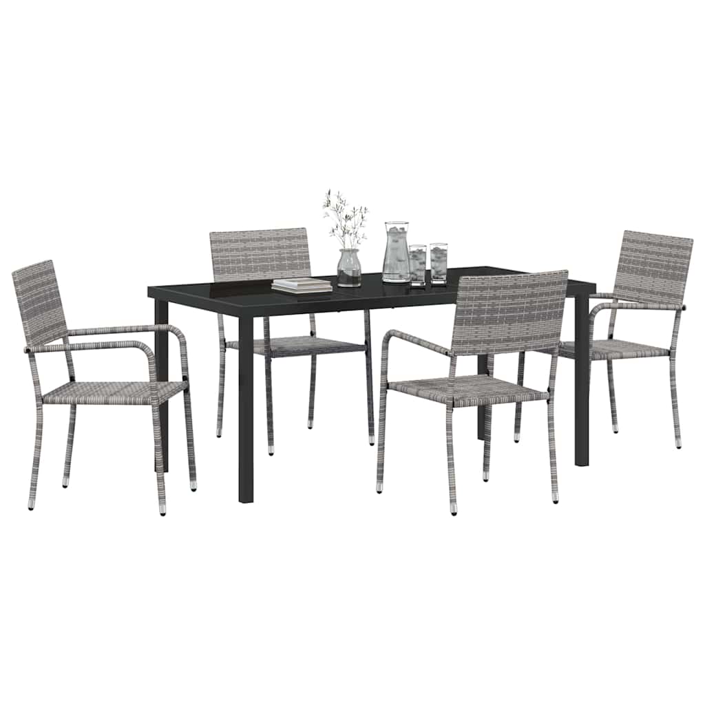 Set da Pranzo per Giardino 5 pcs Grigio Poly Rattan - homemem39