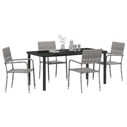 Set da Pranzo per Giardino 5 pcs Grigio Poly Rattan - homemem39