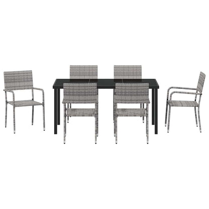 Set da Pranzo per Giardino con cuscino 7 pcs Grigio polyrattan | homemem39