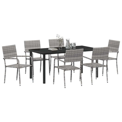 Set da Pranzo per Giardino con cuscino 7 pcs Grigio polyrattan | homemem39