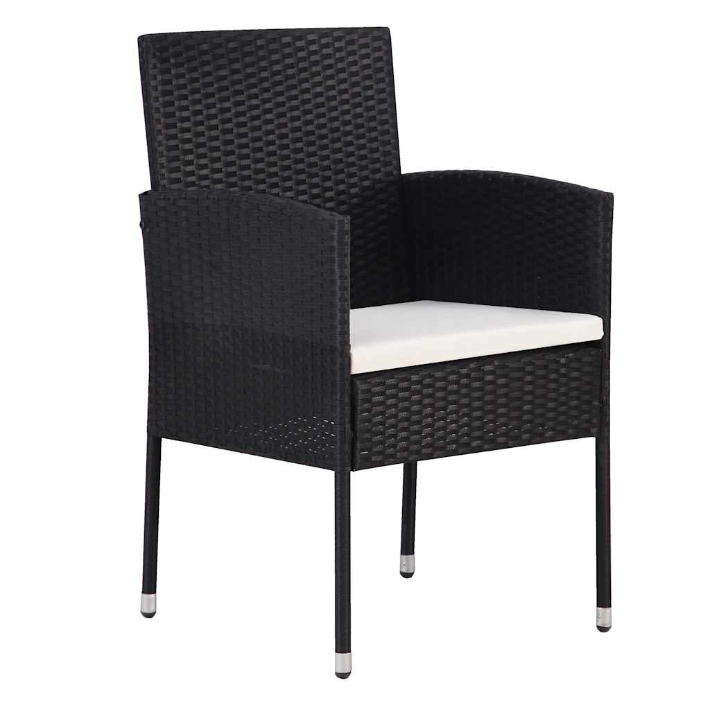 Set da Pranzo per Giardino con cuscino 3 pcs Nero Poly Rattan - homemem39
