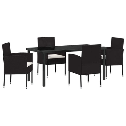 Set da Pranzo per Giardino con cuscino 5 pcs Nero Poly Rattan - homemem39