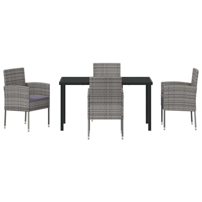 Set da Pranzo per Giardino con cuscino 5 pcs Grigio polyrattan | homemem39