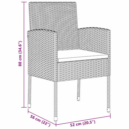 Set da Pranzo per Giardino con cuscino 5 pcs Grigio polyrattan | homemem39