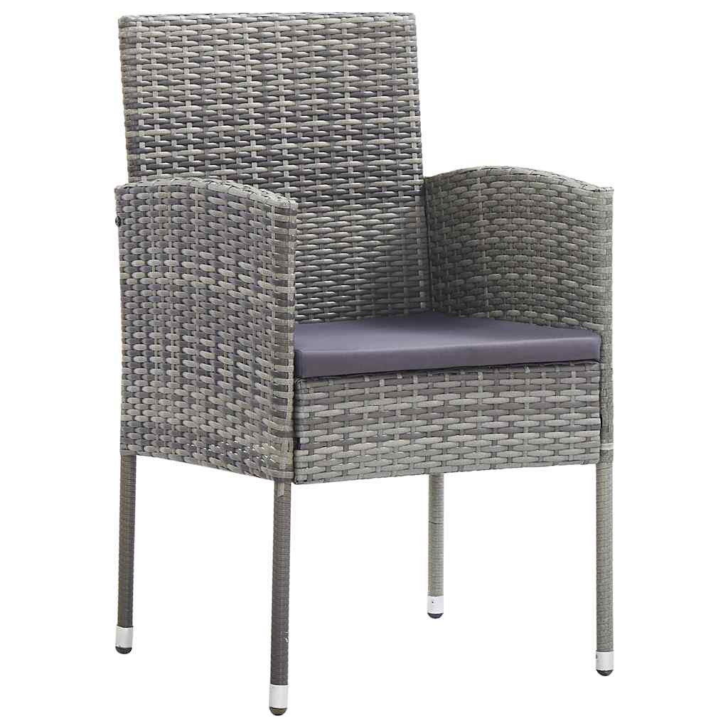 Set da Pranzo per Giardino con cuscino 7 pcs Grigio polyrattan | homemem39