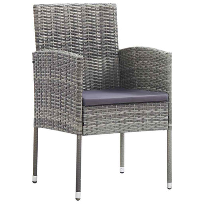 Set da Pranzo per Giardino con cuscino 7 pcs Grigio polyrattan | homemem39