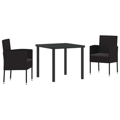 Set da Pranzo per Giardino con cuscino 3 pcs Nero polyrattan | homemem39