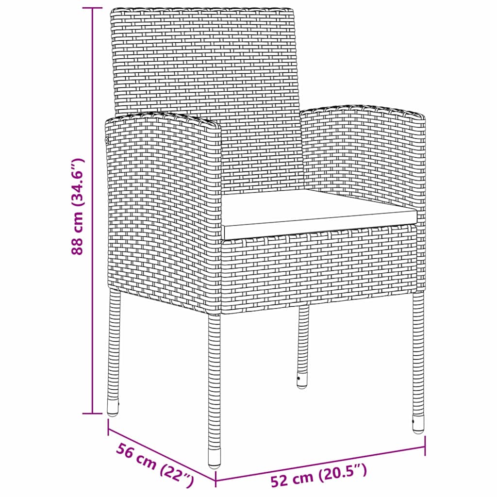 Set da Pranzo per Giardino con cuscino 5 pcs Nero polyrattan | homemem39