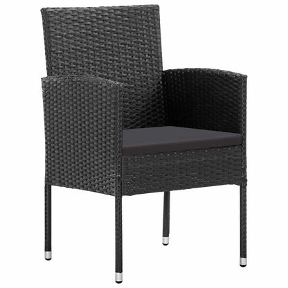 Set da Pranzo per Giardino con cuscino 7 pcs Nero polyrattan | homemem39