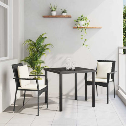 Set da Pranzo per Giardino con cuscino 3 pcs Nero Poly Rattan - homemem39