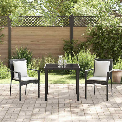Set da Pranzo per Giardino con cuscino 3 pcs Nero Poly Rattan - homemem39