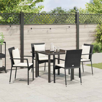 Set da Pranzo per Giardino con cuscino 5 pcs Nero Poly Rattan - homemem39