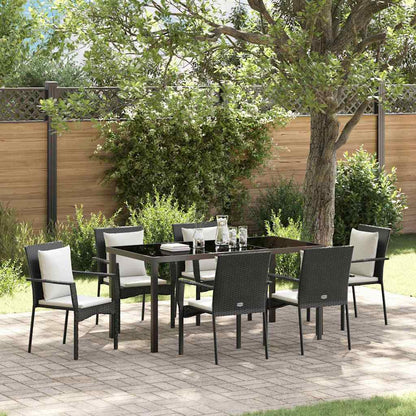 Set da Pranzo per Giardino con cuscino 7 pcs Nero Poly Rattan - homemem39