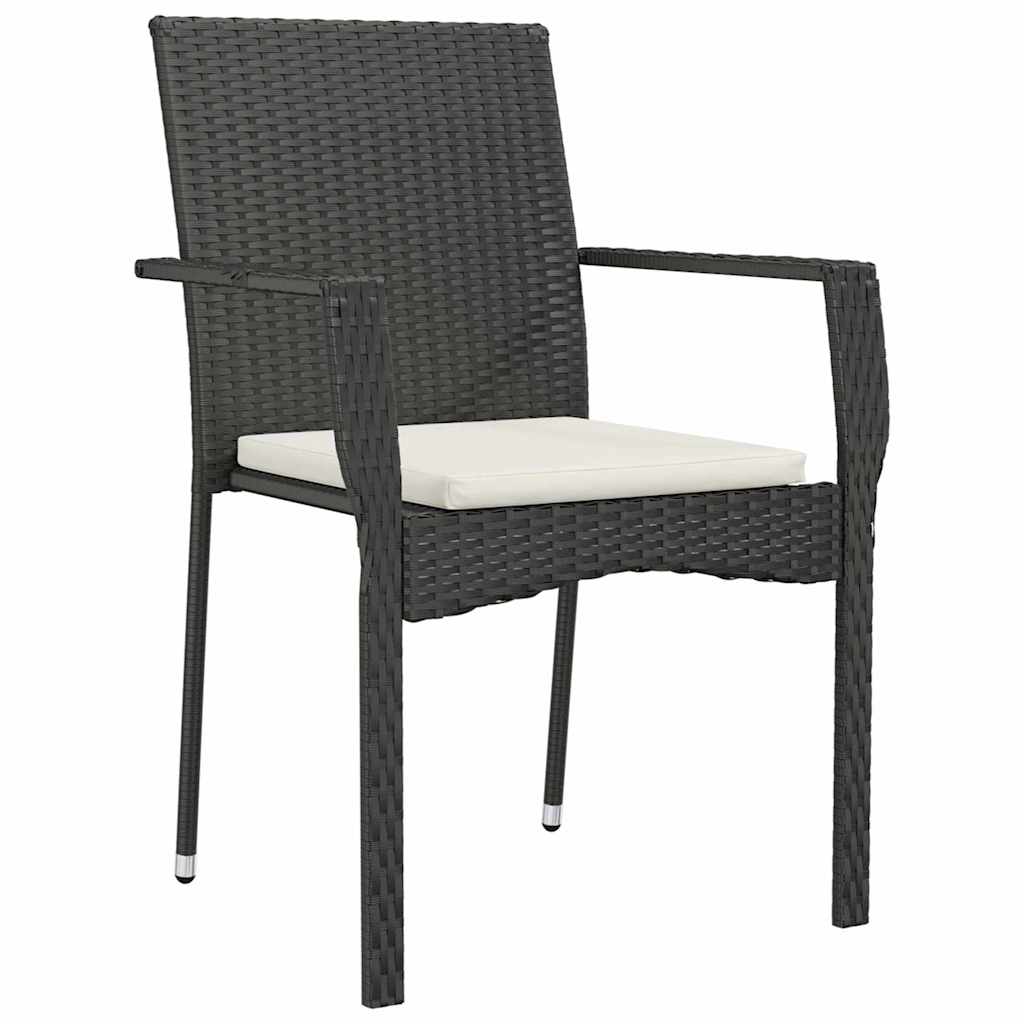Set da Pranzo per Giardino con cuscino 5 pcs Nero Poly Rattan - homemem39