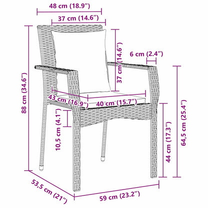 Set da Pranzo per Giardino 7 pz Grigio polyrattan | homemem39
