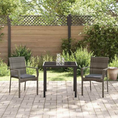Set da Pranzo per Giardino con cuscino 3 pcs Grigio Poly Rattan - homemem39
