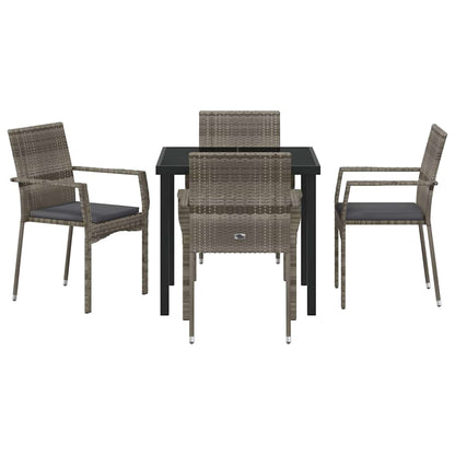 Set da Pranzo per Giardino con cuscino 5 pcs Grigio Poly Rattan - homemem39