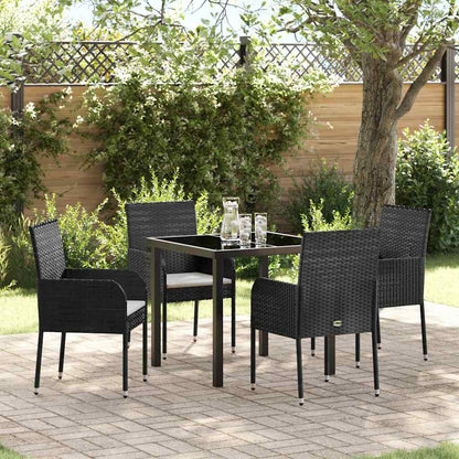 Set da Pranzo per Giardino con cuscino 5 pcs Nero Poly Rattan - homemem39